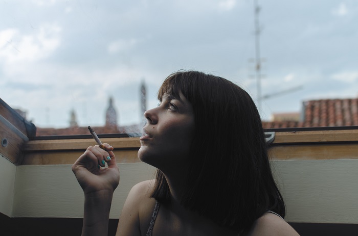 young woman smoking